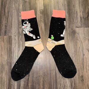 Astronaut Themed Black and Pink Socks